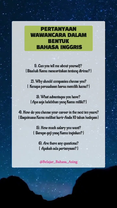 Pertanyaan Wawancara Dalam Bentuk Bahasa Inggris #bahasainggris #belajarbahasainggris #shorts