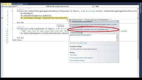 FIX Operation Must Use UPDATE Query Error NOW Visual Studio UPDATE Solution