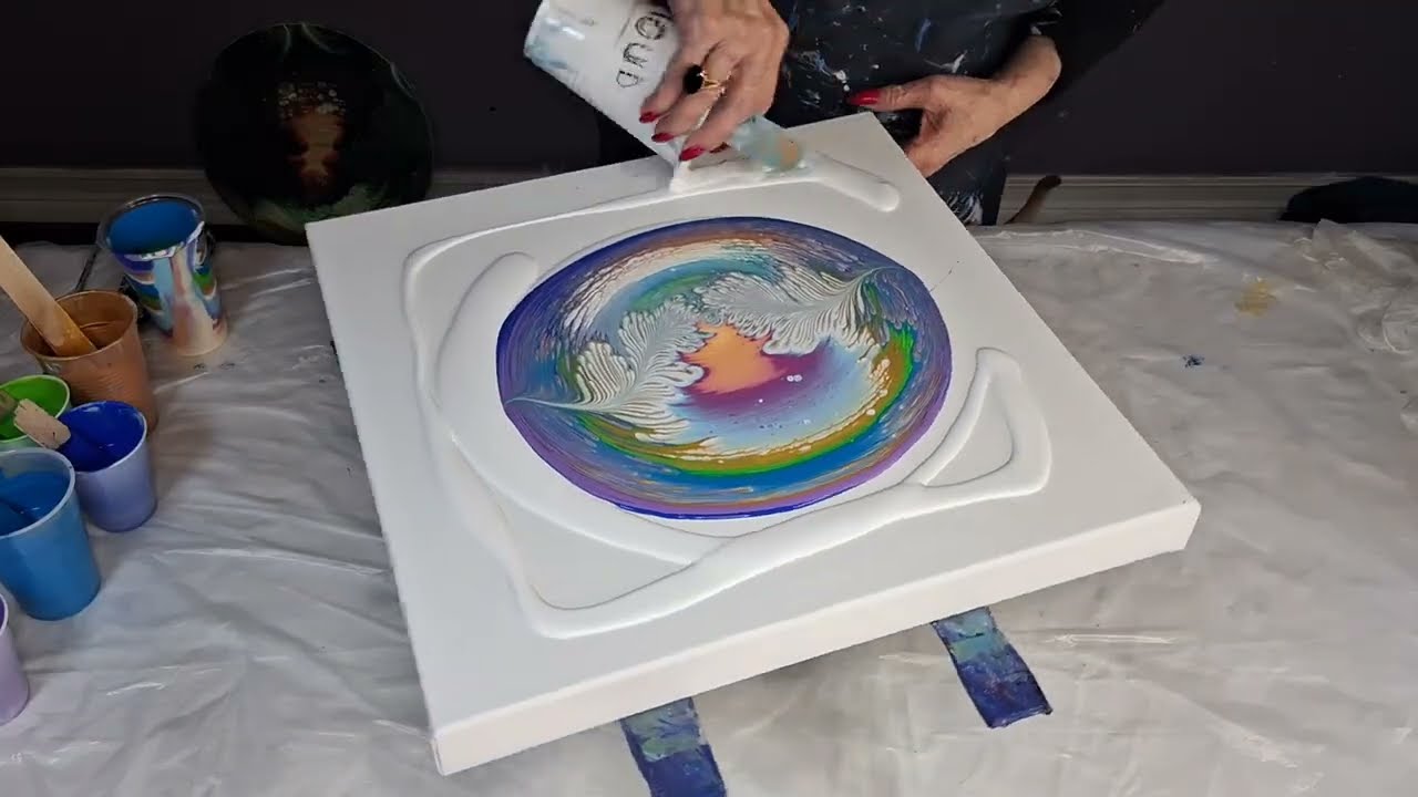 400 Pretty and soft sunrise straight pour~must see acrylicpour fluidpour fluidart sunrise abstract 