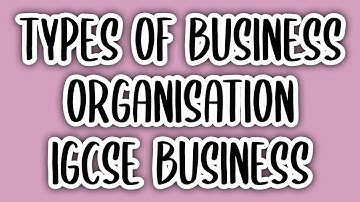 Types of Business Organisation (#4) | IGCSE BUSINESS STUDIES (0450)