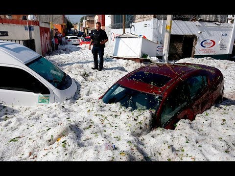 Freak hailstorms bury Mexico town in 5ft thick ice
