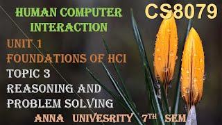 CS6008/CS8079 - HUMAN-COMPUTER - UNIT 1 -TOPIC 3-THE HUMAN:REASONING & PROBLEM SOLVING BY ABISHA