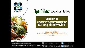 OPTIDIETS Webinar Series, Session 1: Linear Programming for Building Healthy Diets