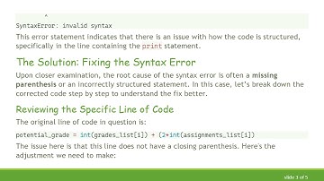 Understanding Syntax Errors in Python: Common Mistakes and Fixes