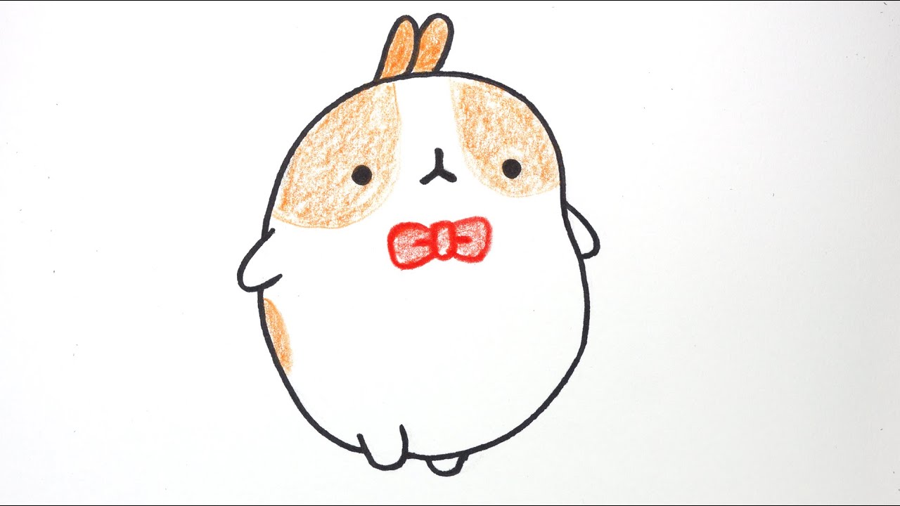 How to draw Bunny Molang from Korea #023 몰랑 몰랑이 그리기 cute kawaii かわいい 可愛 ...