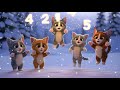 Mama Cat and Two Kittens Help a Lost Kitten in Winter | Caring Animal Song for Kids | Nursery Rhymes
