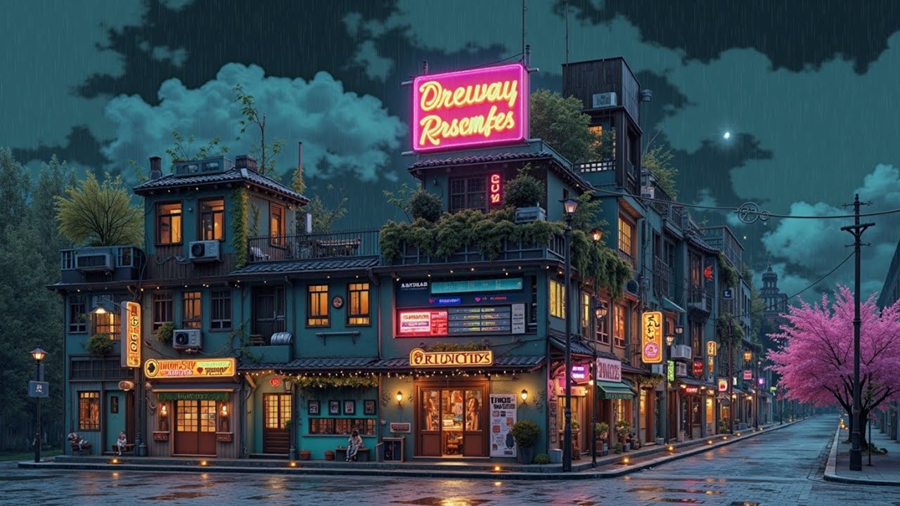 Расслабляющие японские биты для идеальных учебных сессий в атмосфере дождливой ночи