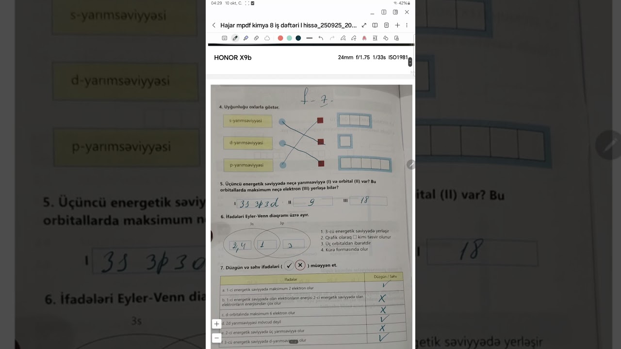 Iş dəftəri 8-ci sinif.(1.1)ATOMUN ELEKTRON ÖRTÜYÜ