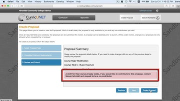 CurricUNET META Tutorial #9: Course Proposals: Major Modifications