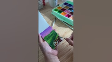 Easy gouache landscape painting😱 #artwork #paintingtutorial #gouache #arttutorial