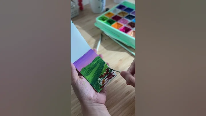 Easy gouache landscape painting😱 #artwork #paintingtutorial #gouache #arttutorial
