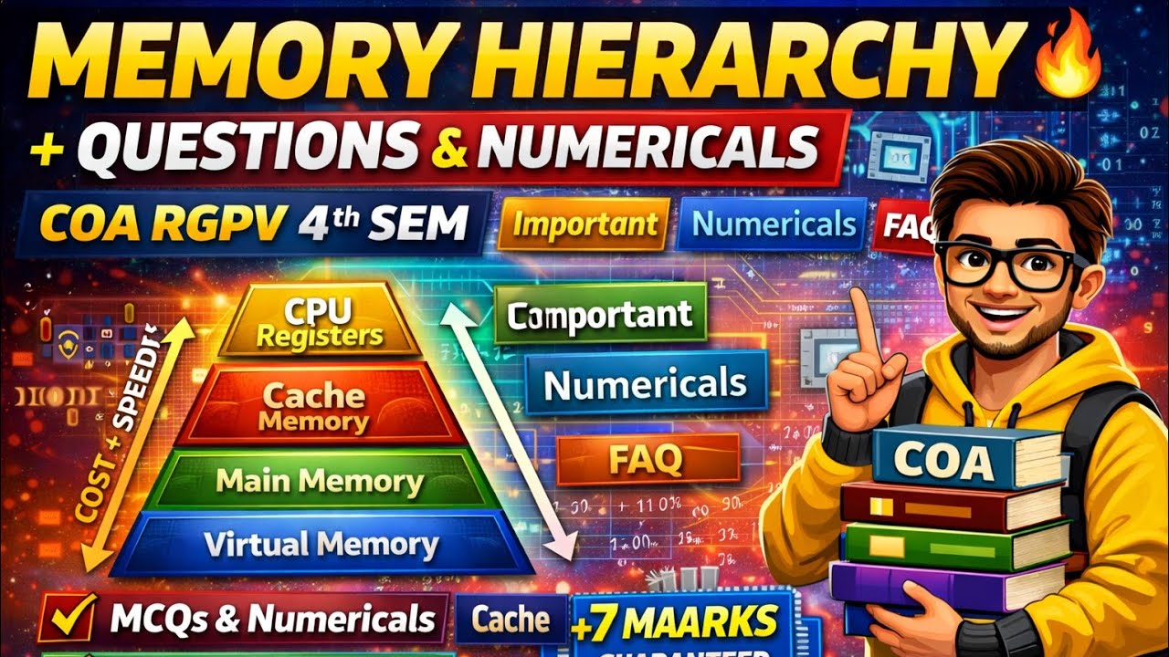 Memory Hierarchy in COA 🔥 RGPV 4th Sem | Cache + Virtual Memory | 70/70 ...
