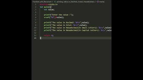 #shorts #rookieprogrammer Printing value in Decimal, Octal, Hexadecimal using printf in C