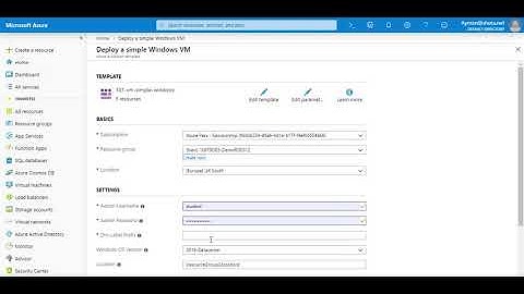 Creating a VM from an Azure Resource Manager template