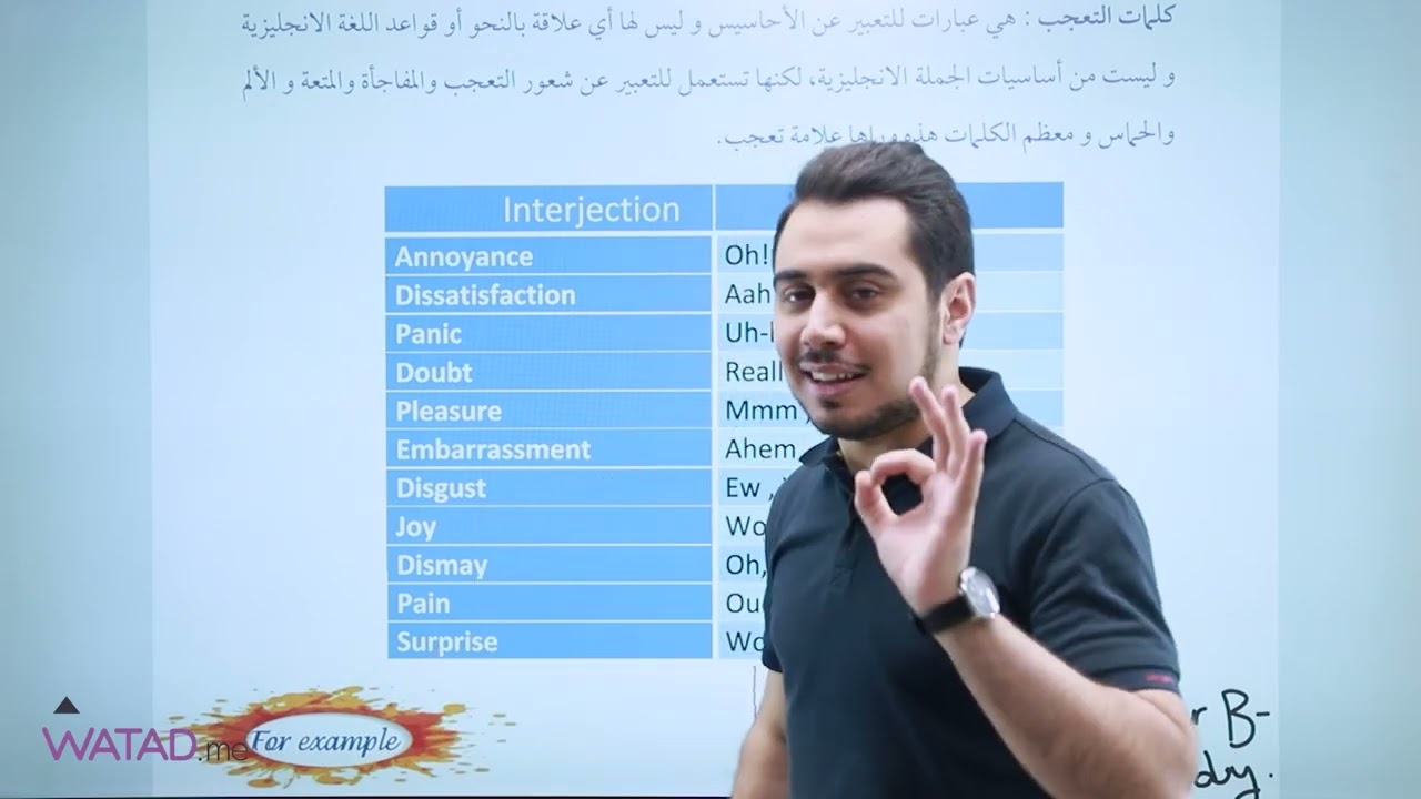 الحصة الثالثة عشر - شرح  Interjections - الأستاذ عمر المحتسب - توجيهي 2007 فلسطين