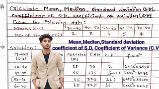 Mean Median Standard deviation || Coefficient of standard deviation || Coefficient of Variation