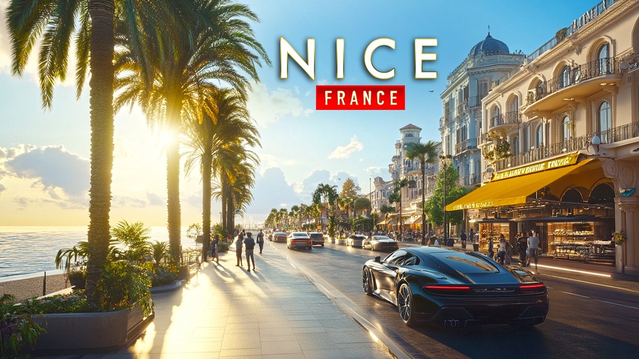 Nice, فرنسا | Prom. des Anglais | جولة مشي 4K