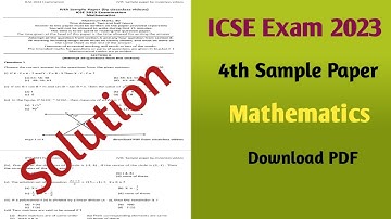 icse Exam 2023 | class 10 maths sample paper 4 solution | board exam icse 2023 |