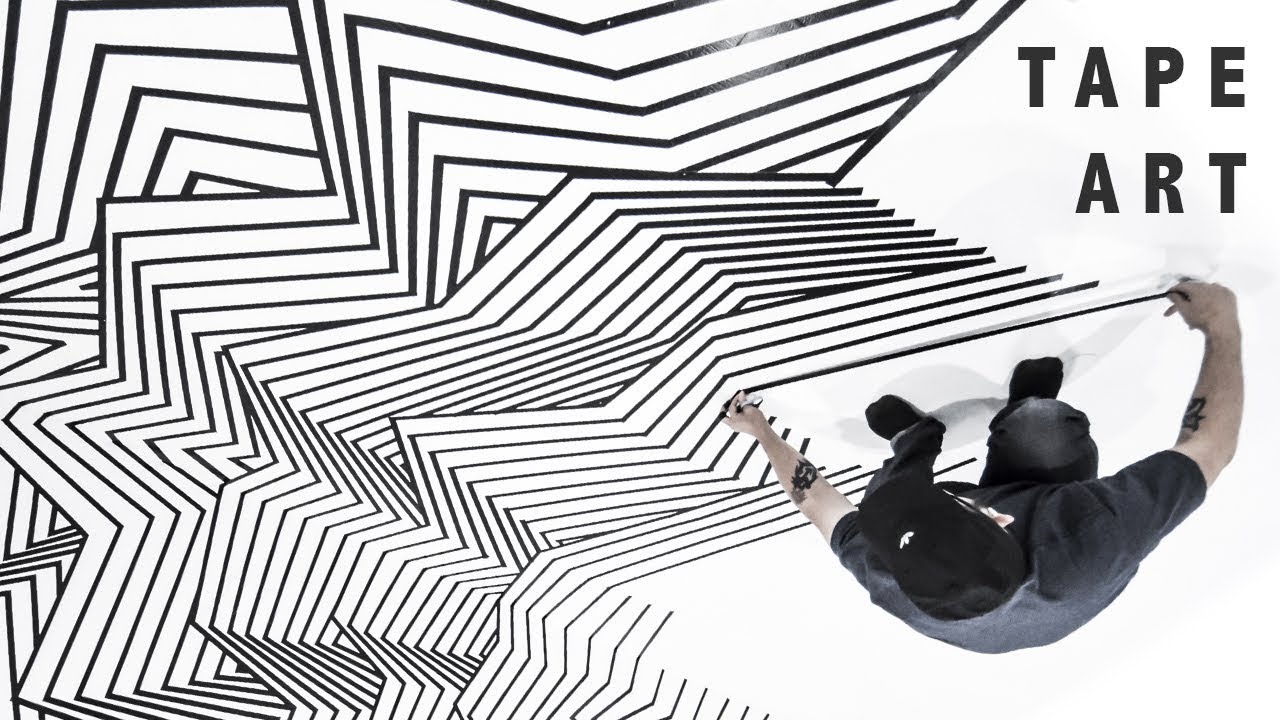 Museum of Selfies Tape Installation Dimensionalizing the Room by
