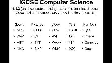11 IGCSE Computer Science Tutorial  1 1 3 a – File Types