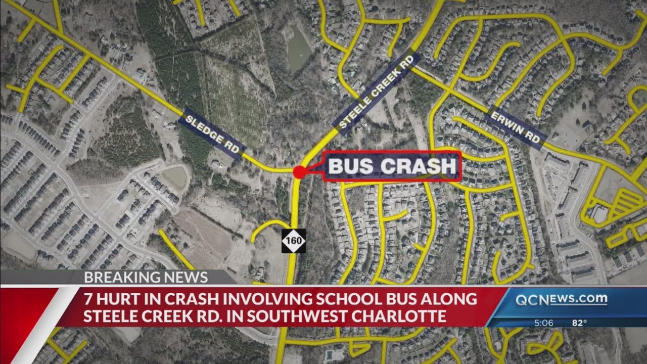 Several injuries reported in SW Charlotte school bus crash - YouTube