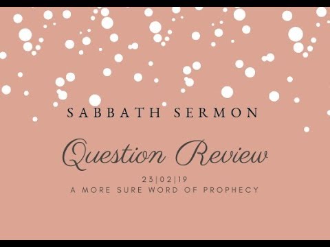 (23-03-2019 Question Review Sabbath 16-03-2019