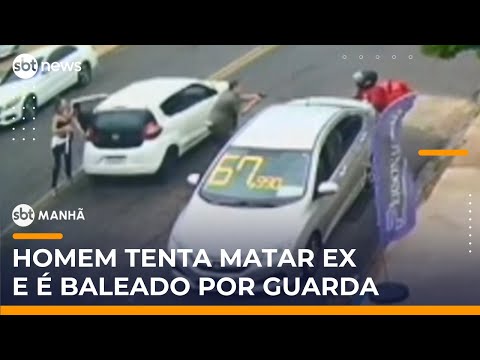 Video motociclista-tenta-matar-ex-a-tiros-e-e-baleado-por-guarda-no-interior-de-sp-sbt-manha