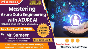 Mastering Azure Data Engineering with AZURE AI Online Training @ DURGASOFT