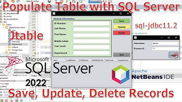 Netbeans 16 with MS SQL SERVER 2022 #6:Populate JTable w/ database, Save, Edit & Delete