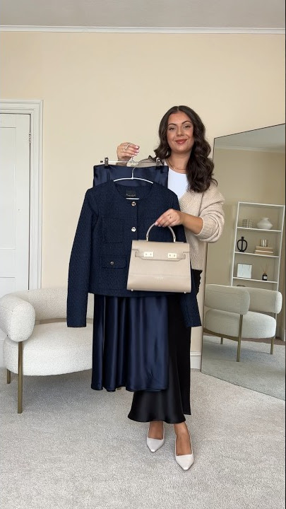 GET READY WITH ME: NAVY SATIN SKIRT OUTFIT FOR AUTUMN 2023 #shorts