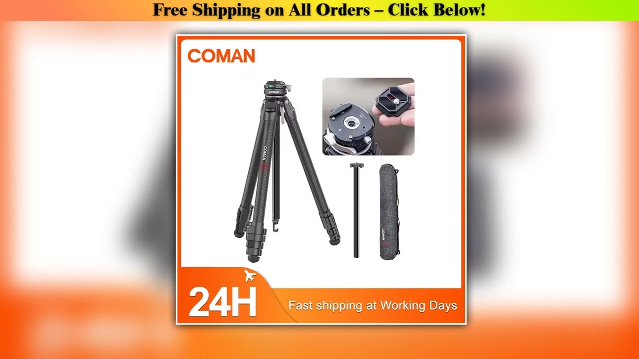 COMAN Zero F38 Carbon Fiber Travel Tripod With 360 Panoramic Ball Head F38 Quick Release For DSLR