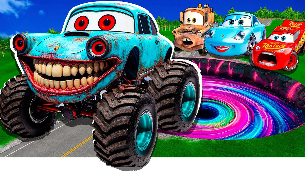 ZOMBIE Pit Transform In Beast Eater Lightning McQueen & Big & Small Pixar Cars! Beam.NG Drive!