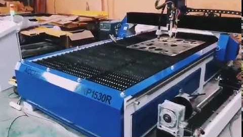 AKP1530R plasma flame cutting machine with rotary axis for flat steel and metal tube cutting