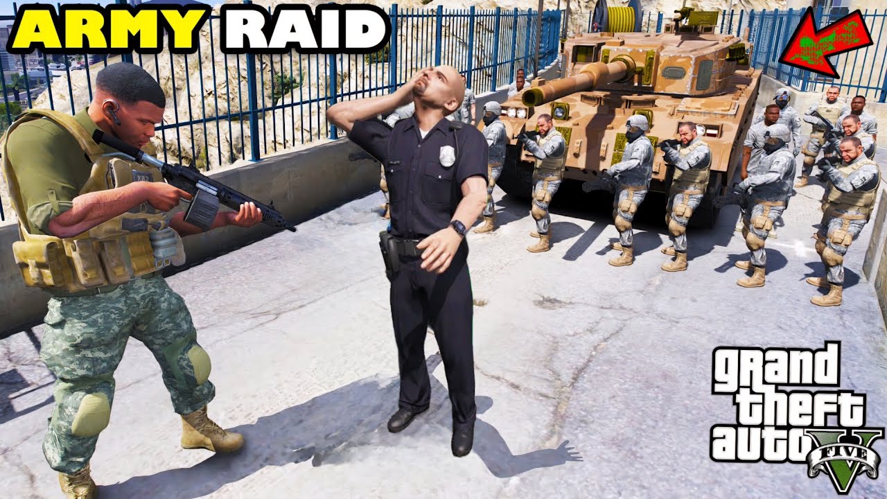 Franklin Police Biggest Raid on Military Base in GTA 5 - YouTube