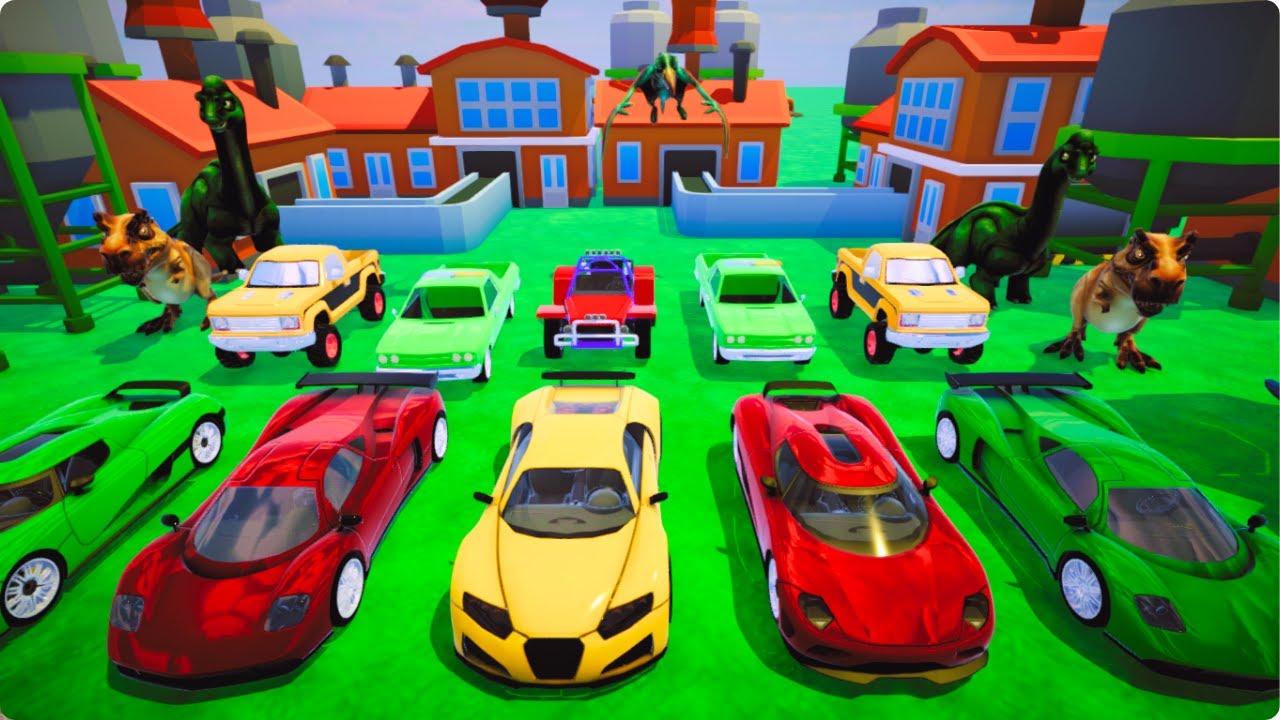 3D Car Animation Adventure: Dinosaur Chase, Epic Tracks & Thrilling Obstacles!