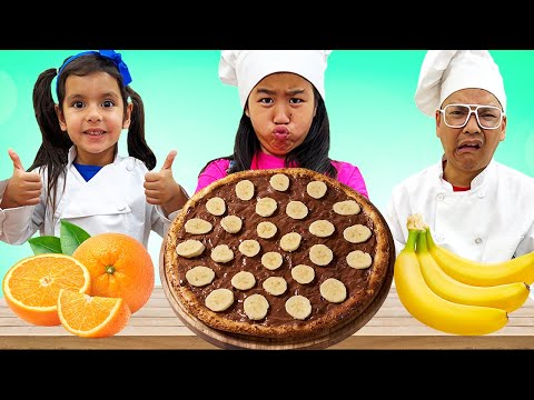 Jannie and Ellie Cooking and Playing with Toy Food | Fruit and Vegetable Toys