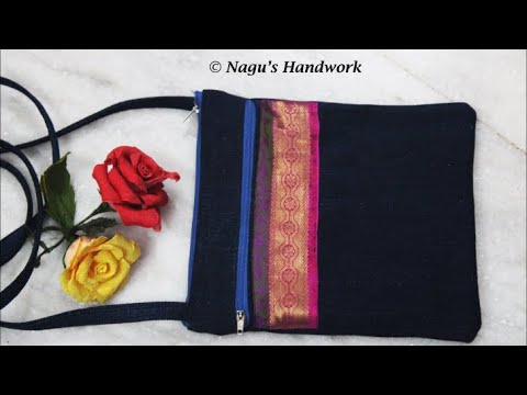 DIY Sling bag Making/How to make zippered crossbody bag/how to sew a handmade bag out of jeans/Purse
