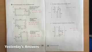 4A - Unit 8 Squares & Rectangles - Practice 2 (Part 2) - ANSWERS