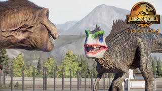 (🦖Jurassic World Evolution 2🦕)Joker Giganotosaurus versus Tyrannosaurus Rex Dinosaurs Fight