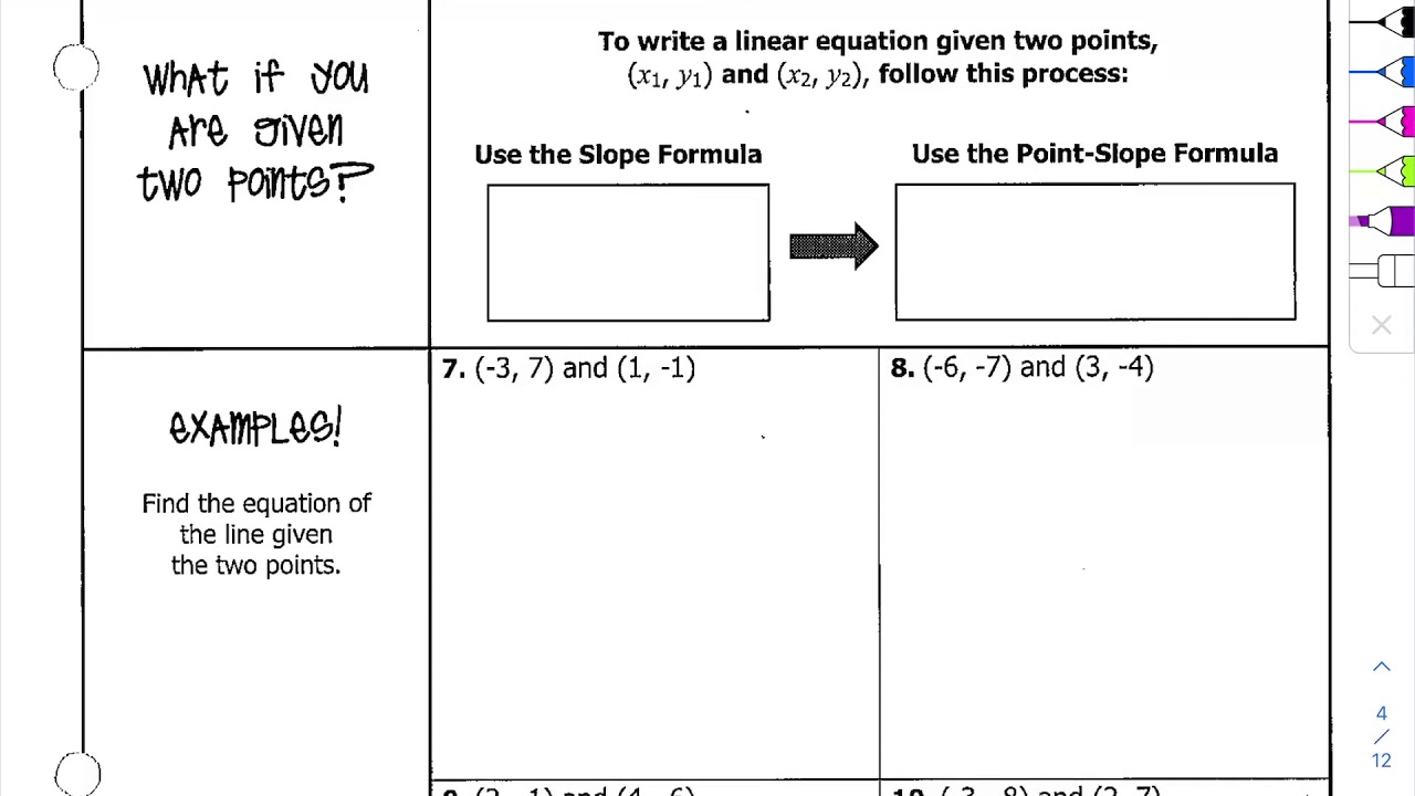 Writing the Equation of a Line Given Two Points - YouTube