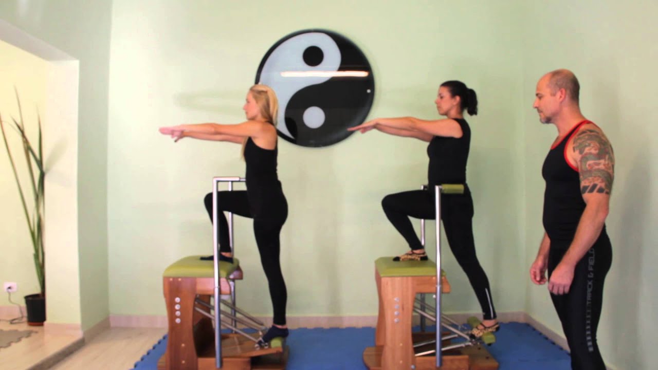 Pilates Exercício de fortalecimento MMII Step Chair YouTube