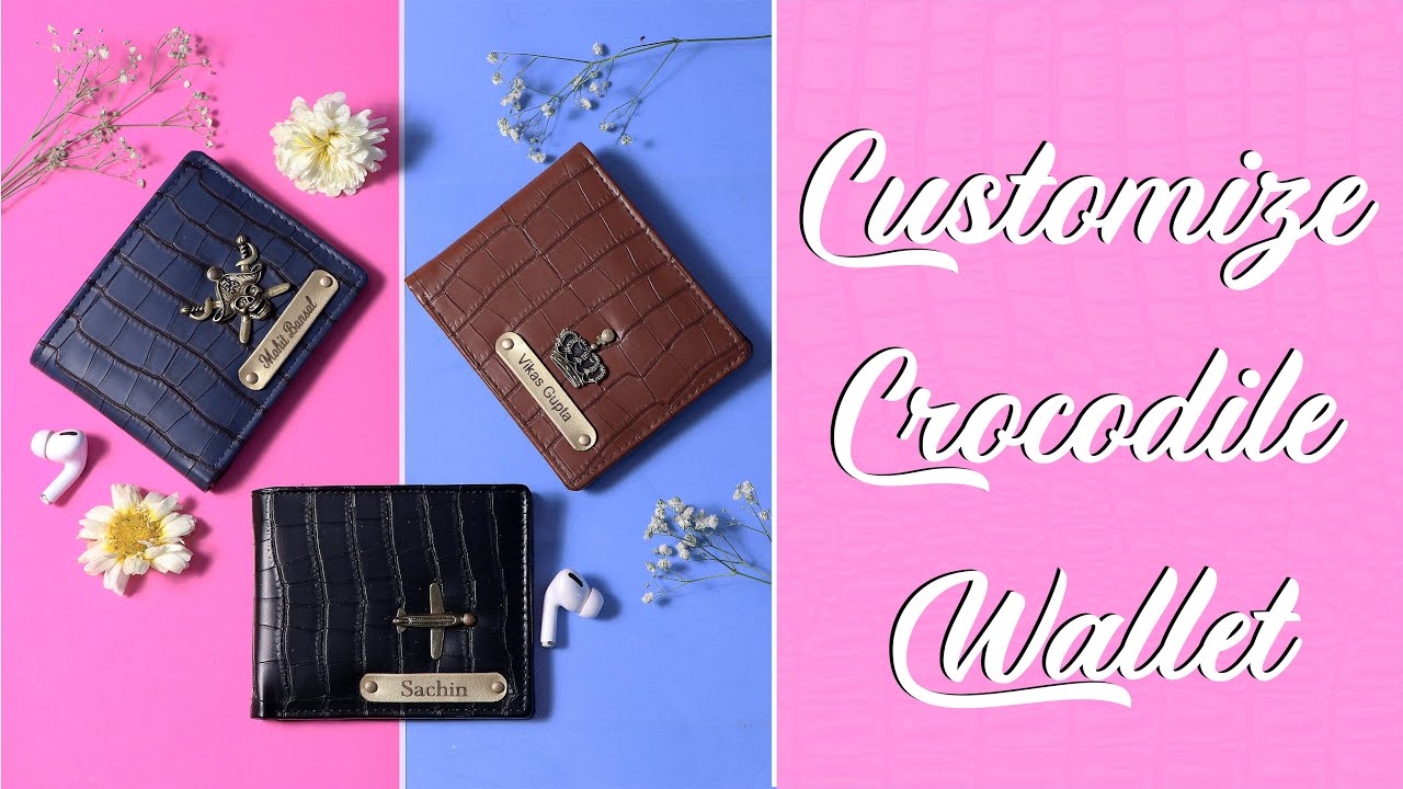 Customize crocodile wallet customize your name and charm on wallet