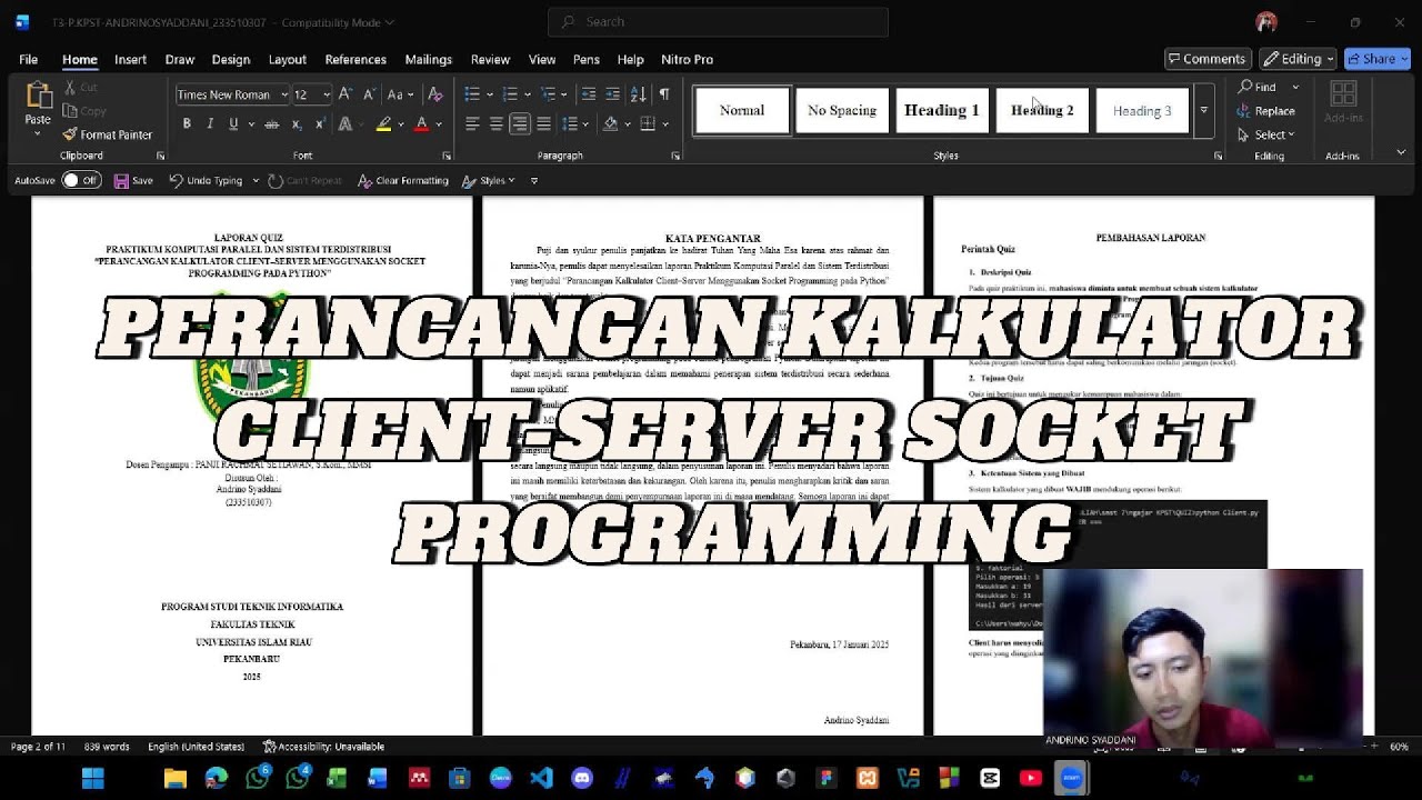 PERANCANGAN KALKULATOR CLIENT–SERVER MENGGUNAKAN SOCKET PROGRAMMING PADA PYTHON
