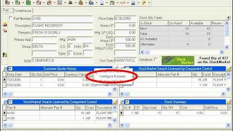 Quantum Control StockMarket - Configuring the StockMarket browse grid in Inventory Control