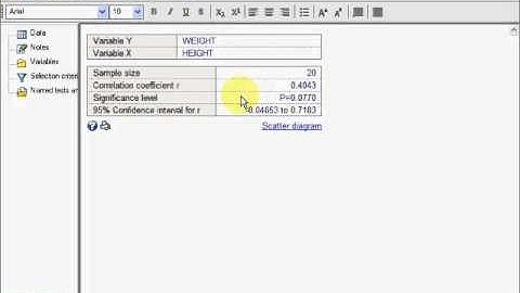 CORRELATION & REGRESSION BY USING MEDCALC