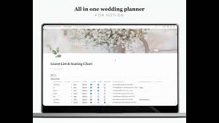 Wedding planner template for Notion