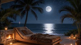 Minimalist Moonlit Ocean Villa 2 Hours | Calm Infinity Soft Sea Waves for Relaxation & Meditation screenshot 5