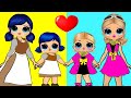 Miraculous Ladybug &amp; Daughter Cinderella Mother&#39;s Daughters Family Dress Up DIY Paper Dolls &amp; Crafts