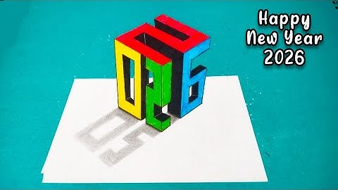How To Draw 3D Happy New Year 2026 | 3D Drawing | New Year Drawing | Step by Step Drawing