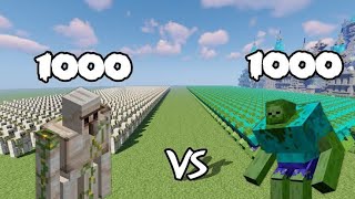 zombie vs iron golem fight in minecraft 🥵🥵 (biggest fight)